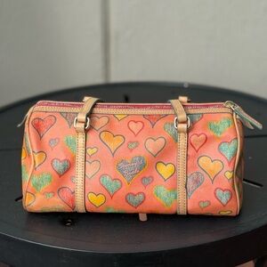 Vintage Dooney & Bourke Mini Hearts Barrel Shoulder Bag